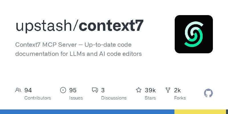 GitHub - upstash/context7: Context7 MCP Server -- Up-to-date code documentation for LLMs and AI code editors