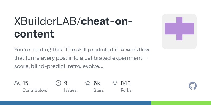 GitHub - XBuilderLAB/cheat-on-content: You're reading this. The skill predicted it. A workflow that turns every post into a calibrated…