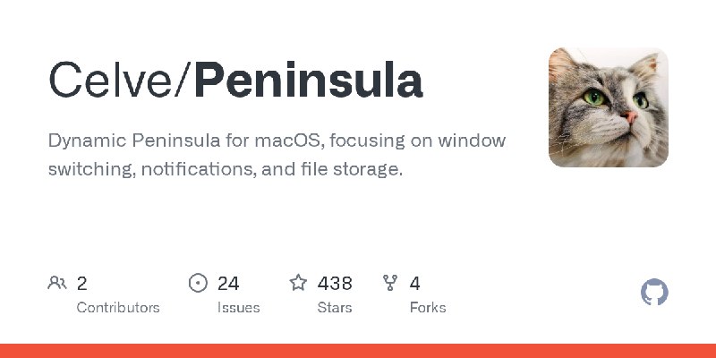 GitHub - Celve/Peninsula: Dynamic Peninsula for macOS, focusing on window switching, notifications, and file storage.