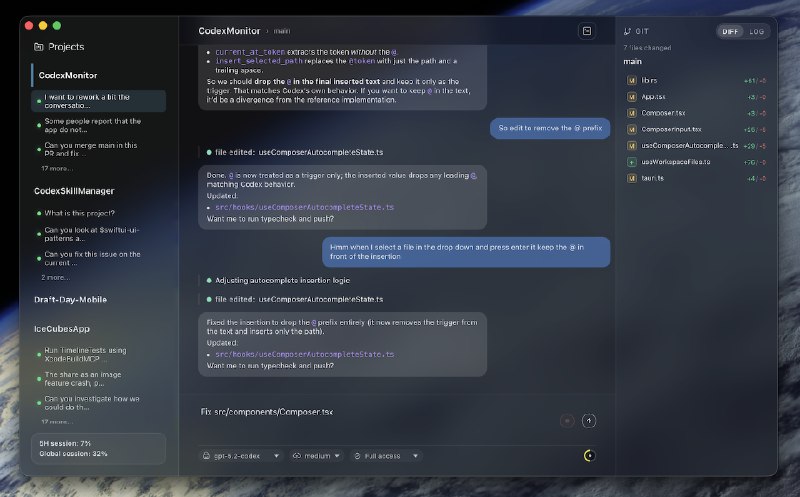 GitHub - Dimillian/CodexMonitor: An app to monitor the (Codex) situation