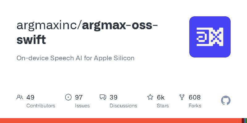 GitHub - argmaxinc/argmax-oss-swift: On-device Speech AI for Apple Silicon