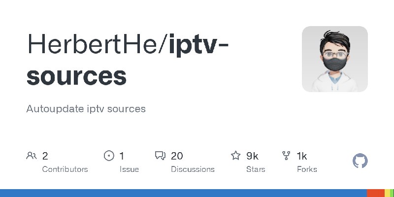 GitHub - HerbertHe/iptv-sources: Autoupdate iptv sources