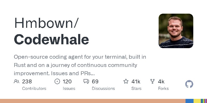 GitHub - Hmbown/Codewhale: Open-source coding agent for your terminal, built in Rust and on a journey of continuous community improvement.…