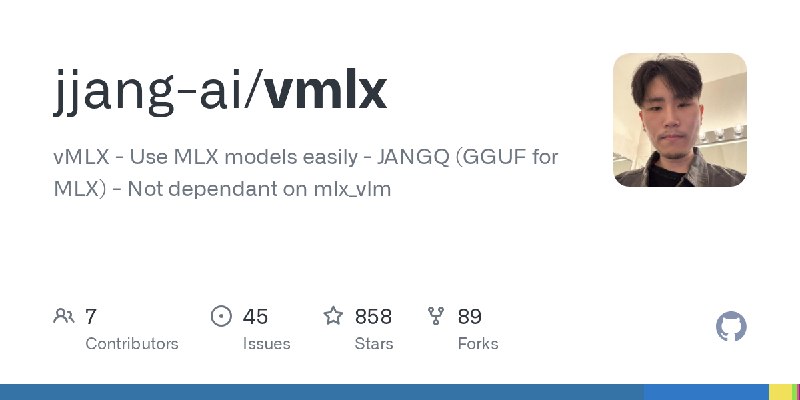 GitHub - jjang-ai/vmlx: vMLX - Use MLX models easily - JANGQ (GGUF for MLX) - Not dependant on mlx_vlm