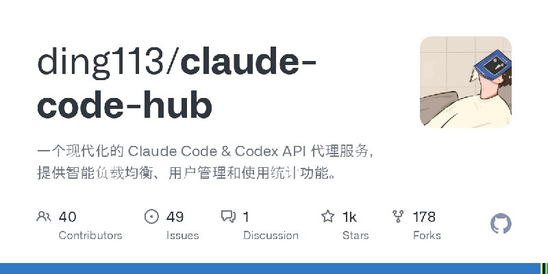 GitHub - ding113/claude-code-hub: 一个现代化的 Claude Code & Codex API 代理服务，提供智能负载均衡、用户管理和使用统计功能。