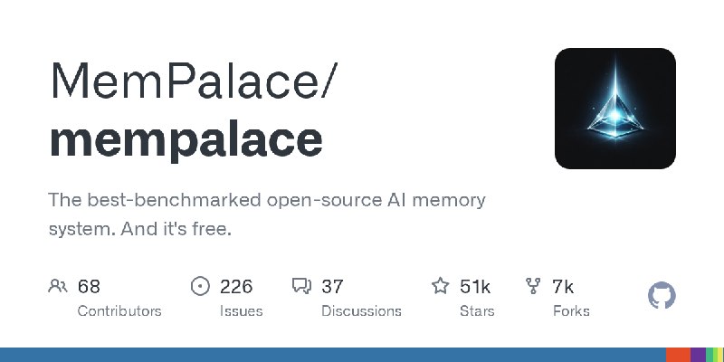 GitHub - MemPalace/mempalace: The best-benchmarked open-source AI memory system. And it's free.