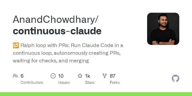 GitHub - AnandChowdhary/continuous-claude: 🔂 Ralph loop with PRs: Run Claude Code in a continuous loop, autonomously creating PRs…