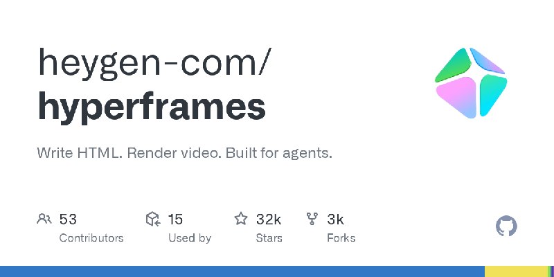 GitHub - heygen-com/hyperframes: Write HTML. Render video. Built for agents.